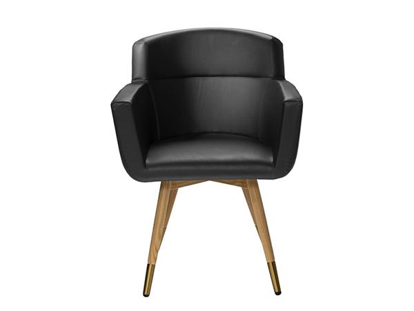 Brooklyn Meeting Chair, Oak Base, Black, Straight - Trade Show Rental Furniture